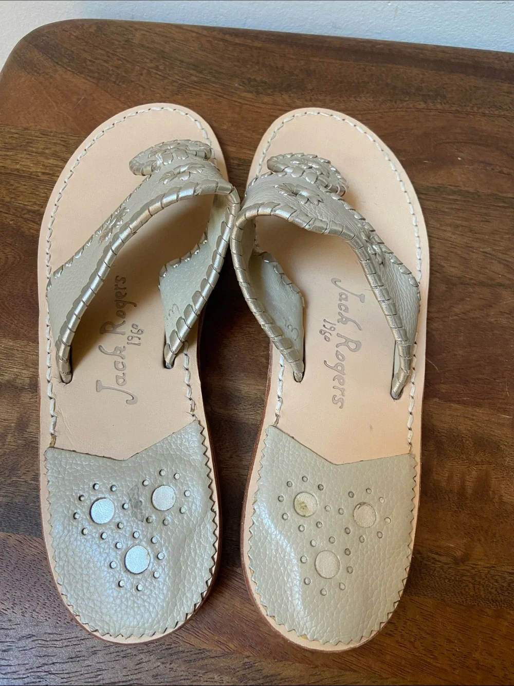 Jack Rogers Women's Hamptons Sandal Beige and Gold